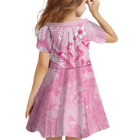 Personalised Memorial Pink Breast Cancer Awareness Family Matching Off Shoulder Maxi Dress and Hawaiian Shirt Plumeria Floral Tribal Pattern - Polynesian Pride