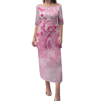 Personalised Memorial Pink Breast Cancer Awareness Family Matching Puletasi and Hawaiian Shirt Plumeria Floral Tribal Pattern - Polynesian Pride