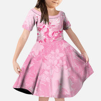 Personalised Memorial Pink Breast Cancer Awareness Family Matching Tank Maxi Dress and Hawaiian Shirt Plumeria Floral Tribal Pattern - Polynesian Pride