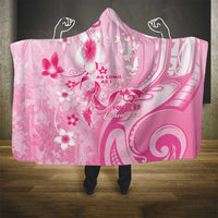 Memorial Pink Breast Cancer Awareness Hooded Blanket Plumeria Floral Tribal Pattern - Polynesian Pride