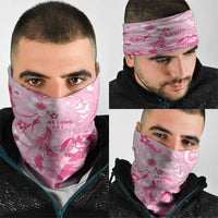 Memorial Pink Breast Cancer Awareness Neck Gaiter Plumeria Floral Tribal Pattern - Polynesian Pride