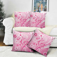 Memorial Pink Breast Cancer Awareness Pillow Cover Plumeria Floral Tribal Pattern - Polynesian Pride