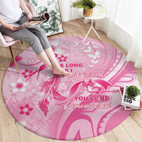 Memorial Pink Breast Cancer Awareness Round Carpet Plumeria Floral Tribal Pattern - Polynesian Pride
