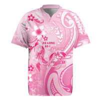 Personalised Memorial Pink Breast Cancer Awareness Rugby Jersey Plumeria Floral Tribal Pattern LT05 Pink - Polynesian Pride