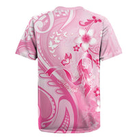 Personalised Memorial Pink Breast Cancer Awareness Rugby Jersey Plumeria Floral Tribal Pattern LT05 - Polynesian Pride