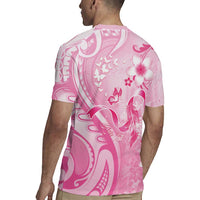 Personalised Memorial Pink Breast Cancer Awareness Rugby Jersey Plumeria Floral Tribal Pattern LT05 - Polynesian Pride