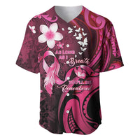 Personalised Memorial Breast Cancer Awareness Baseball Jersey Plumeria Floral Tribal Pattern - Polynesian Pride
