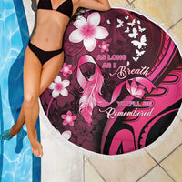 Memorial Breast Cancer Awareness Beach Blanket Plumeria Floral Tribal Pattern - Polynesian Pride