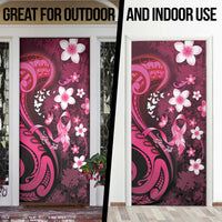 Personalised Memorial Breast Cancer Awareness Door Cover Plumeria Floral Tribal Pattern - Polynesian Pride