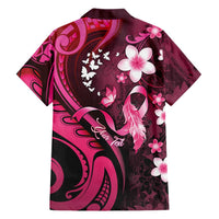 Personalised Memorial Breast Cancer Awareness Family Matching Long Sleeve Bodycon Dress and Hawaiian Shirt Plumeria Floral Tribal Pattern - Polynesian Pride