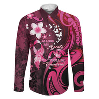 Personalised Memorial Breast Cancer Awareness Family Matching Off Shoulder Short Dress and Hawaiian Shirt Plumeria Floral Tribal Pattern - Polynesian Pride