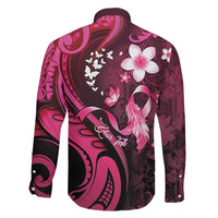 Personalised Memorial Breast Cancer Awareness Family Matching Puletasi and Hawaiian Shirt Plumeria Floral Tribal Pattern - Polynesian Pride