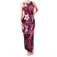 Personalised Memorial Breast Cancer Awareness Family Matching Tank Maxi Dress and Hawaiian Shirt Plumeria Floral Tribal Pattern - Polynesian Pride