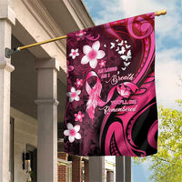Memorial Breast Cancer Awareness Garden Flag Plumeria Floral Tribal Pattern - Polynesian Pride