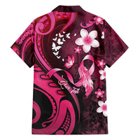 Personalised Memorial Breast Cancer Awareness Hawaiian Shirt Plumeria Floral Tribal Pattern LT05 - Polynesian Pride