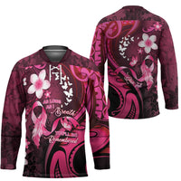 Personalised Memorial Breast Cancer Awareness Hockey Jersey Plumeria Floral Tribal Pattern LT05 - Polynesian Pride