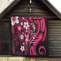 Memorial Breast Cancer Awareness Quilt Plumeria Floral Tribal Pattern - Polynesian Pride