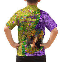 Personalised Hawaii Mardi Gras Kid Hawaiian Shirt Polynesian Pattern With Glitter Style LT05 - Polynesian Pride