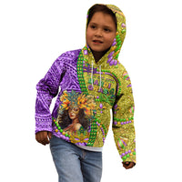 Personalised Hawaii Mardi Gras Kid Hoodie Polynesian Pattern With Glitter Style LT05 - Polynesian Pride