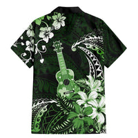 Hawaii Ukulele Family Matching Mermaid Dress and Hawaiian Shirt Polynesian Pattern Mix Hibiscus Green Version LT05