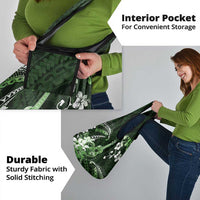 Hawaii Ukulele Grocery Bag Polynesian Pattern Mix Hibiscus Green Version