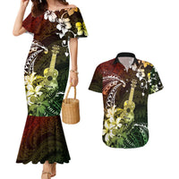 Hawaii Ukulele Couples Matching Mermaid Dress and Hawaiian Shirt Polynesian Pattern Mix Hibiscus Reggae Version LT05 Reggae - Polynesian Pride