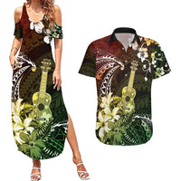 Hawaii Ukulele Couples Matching Summer Maxi Dress and Hawaiian Shirt Polynesian Pattern Mix Hibiscus Reggae Version LT05 Reggae - Polynesian Pride