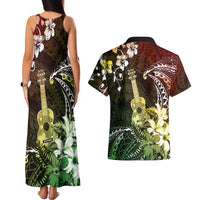 Hawaii Ukulele Couples Matching Tank Maxi Dress and Hawaiian Shirt Polynesian Pattern Mix Hibiscus Reggae Version LT05 - Polynesian Pride