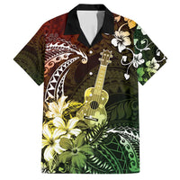 Hawaii Ukulele Family Matching Summer Maxi Dress and Hawaiian Shirt Polynesian Pattern Mix Hibiscus Reggae Version LT05