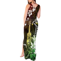 Hawaii Ukulele Tank Maxi Dress Polynesian Pattern Mix Hibiscus Reggae Version LT05 - Polynesian Pride