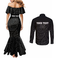 Custom New Zealand Marathon Couples Matching Mermaid Dress and Long Sleeve Button Shirt Maori Style LT05 - Polynesian Pride