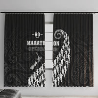New Zealand Marathon Window Curtain Maori Style LT05 With Hooks Black - Polynesian Pride