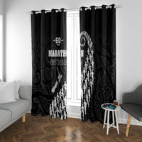 New Zealand Marathon Window Curtain Maori Style LT05 With Grommets Black - Polynesian Pride