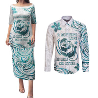 New Zealand Aotearoa Hari Ra Mama Couples Matching Puletasi and Long Sleeve Button Shirt A Mother's Love Is Like No Otter LT05 White - Polynesian Pride