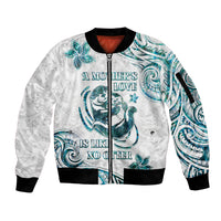 New Zealand Aotearoa Hari Ra Mama Sleeve Zip Bomber Jacket A Mother's Love Is Like No Otter LT05 Unisex White - Polynesian Pride