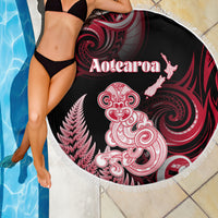New Zealand Maori Taniwha Beach Blanket Silver Fern Red Version LT05 - Polynesian Pride