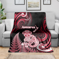 New Zealand Maori Taniwha Blanket Silver Fern Red Version LT05 - Polynesian Pride