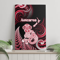 New Zealand Maori Taniwha Canvas Wall Art Silver Fern Red Version LT05 - Polynesian Pride