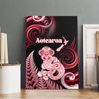 New Zealand Maori Taniwha Canvas Wall Art Silver Fern Red Version LT05 - Polynesian Pride
