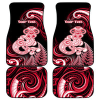 Personalised New Zealand Maori Taniwha Car Mats Silver Fern Red Version LT05 - Polynesian Pride