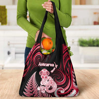 New Zealand Maori Taniwha Grocery Bag Silver Fern Red Version LT05 - Polynesian Pride