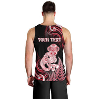 Personalised New Zealand Maori Taniwha Men Tank Top Silver Fern Red Version LT05 - Polynesian Pride