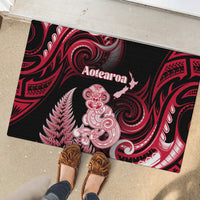 New Zealand Maori Taniwha Rubber Doormat Silver Fern Red Version LT05 - Polynesian Pride