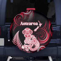 New Zealand Maori Taniwha Spare Tire Cover Silver Fern Red Version LT05 - Polynesian Pride