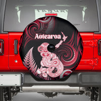 New Zealand Maori Taniwha Spare Tire Cover Silver Fern Red Version LT05 - Polynesian Pride