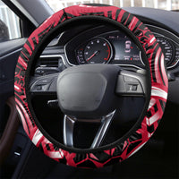 New Zealand Maori Taniwha Steering Wheel Cover Silver Fern Red Version LT05 - Polynesian Pride