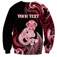 Personalised New Zealand Maori Taniwha Sweatshirt Silver Fern Red Version LT05 - Polynesian Pride