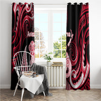 New Zealand Maori Taniwha Window Curtain Silver Fern Red Version LT05 - Polynesian Pride