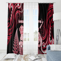 New Zealand Maori Taniwha Window Curtain Silver Fern Red Version LT05 - Polynesian Pride