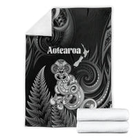 New Zealand Maori Taniwha Blanket Silver Fern Black Version LT05 - Polynesian Pride